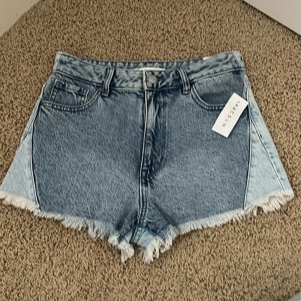 NWT PacSun High rise festival two toned denim shorts